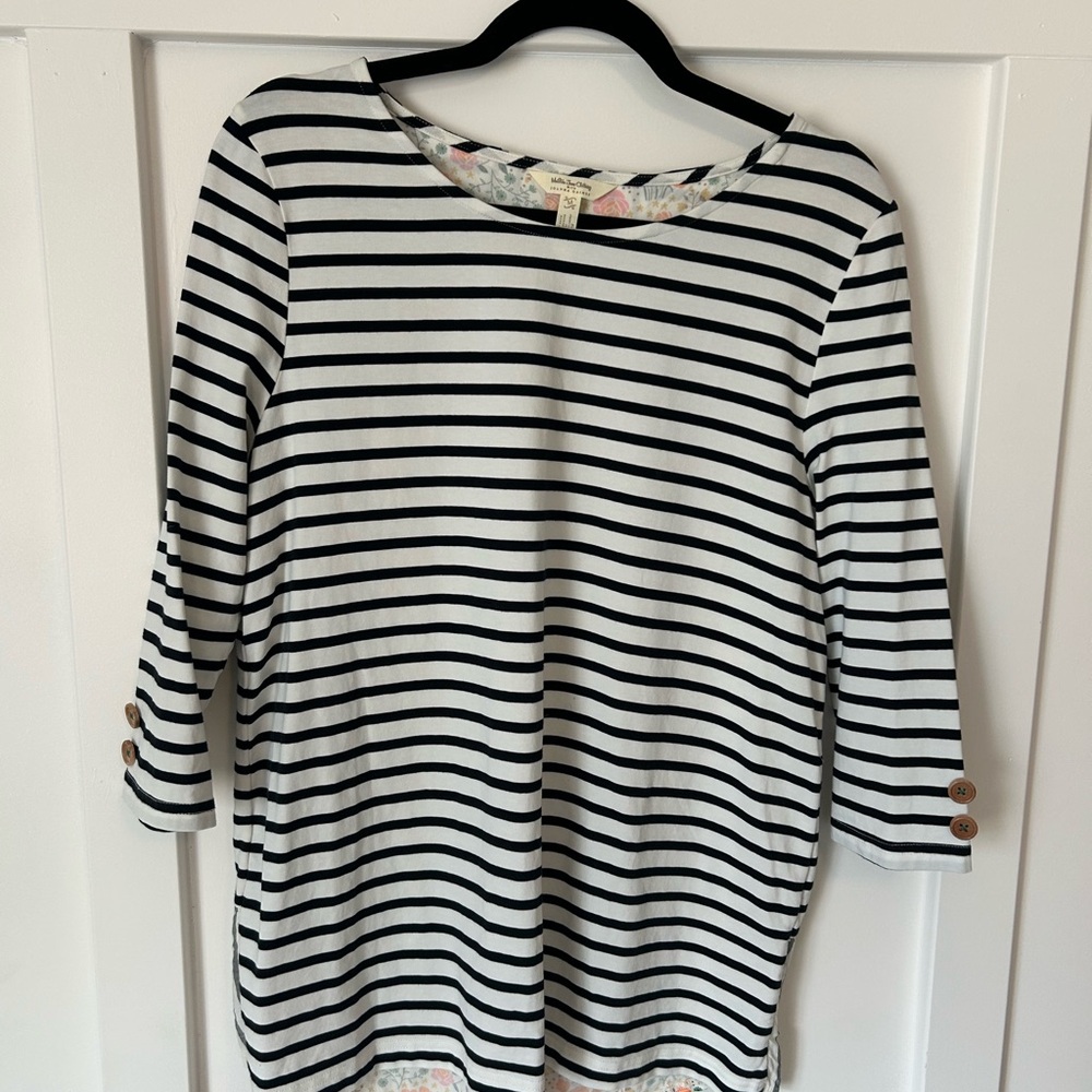 Matilda Jane Striped Black and White Women's Top with floral back